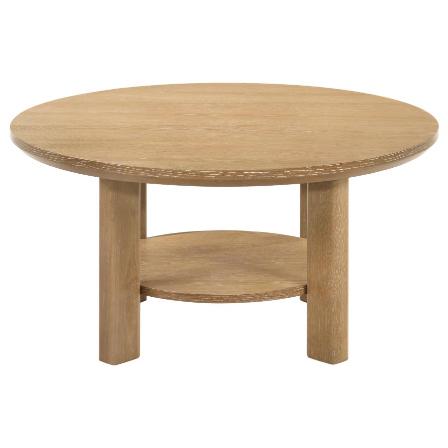 Ottowa 2-piece Round Wood Coffee Table Set Light Oak view 7