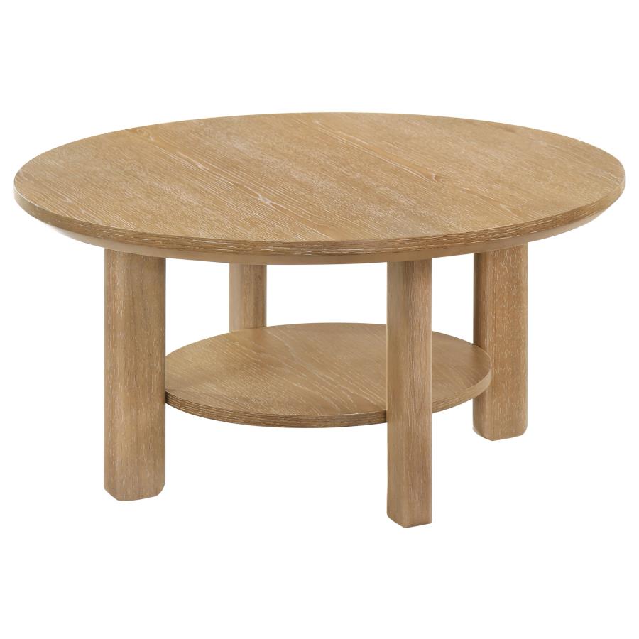 Ottowa 36-inch Round Wood Cocktail Coffee Table Light Oak view 4