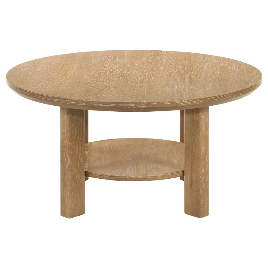 Ottowa 36-inch Round Wood Cocktail Coffee Table Light Oak view 5