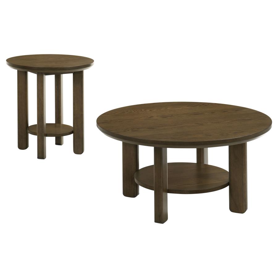 Ottowa 2-piece Round Wood Coffee Table Set Brown view 2