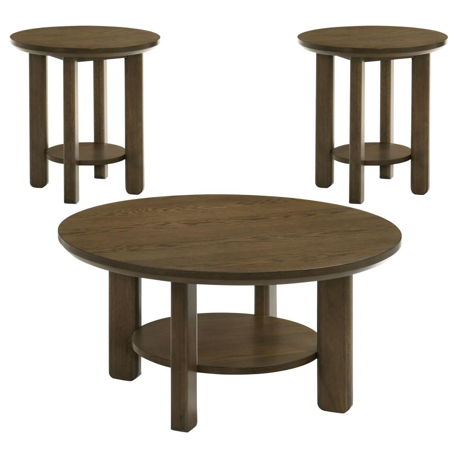 Ottowa 3-piece Round Wood Coffee Table Set Brown view 2