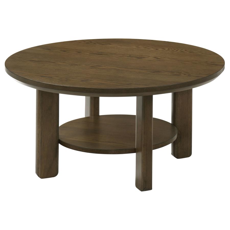 Ottowa 35-inch Round Wood Cocktail Coffee Table Brown view 4