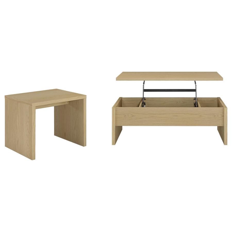 Canoga 2-piece Lift Top Cocktail Coffee Table Set Light Oak view 2