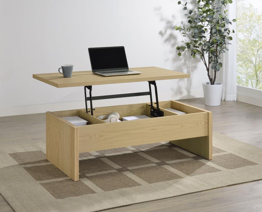 Canoga Engineered Wood Lift Top Coffee Table Light Oak view 2