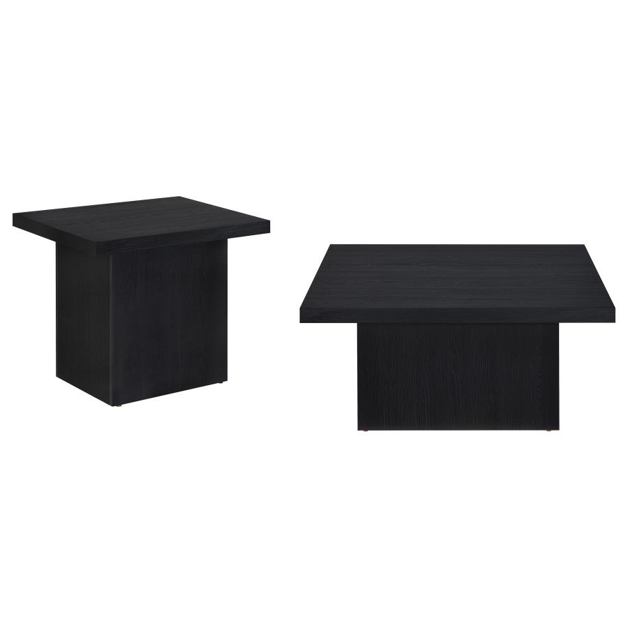 Devar 2-piece Square Cocktail Coffee End Table Set Black view 2