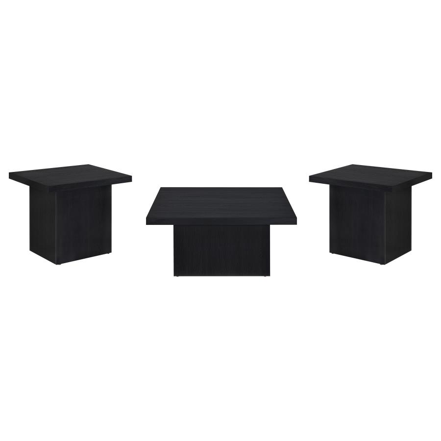 Devar 3-piece Square Cocktail Coffee End Table Set Black view 2
