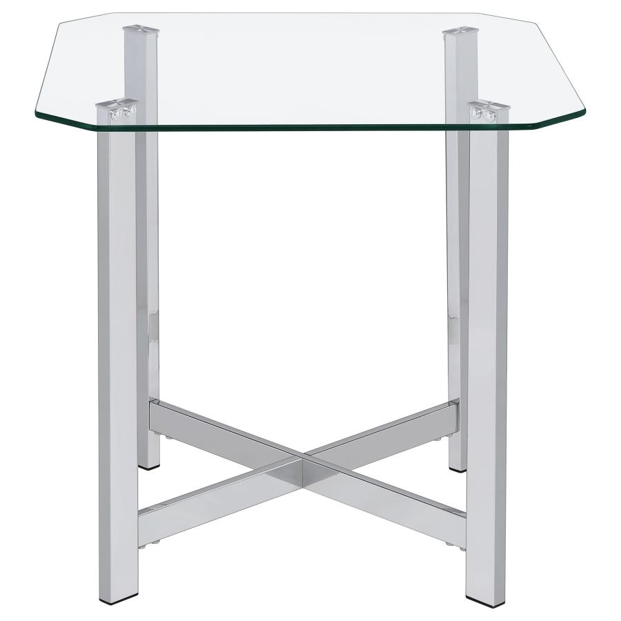 Cronin 2-piece Tempered Glass Top Coffee Table Set Chrome view 5