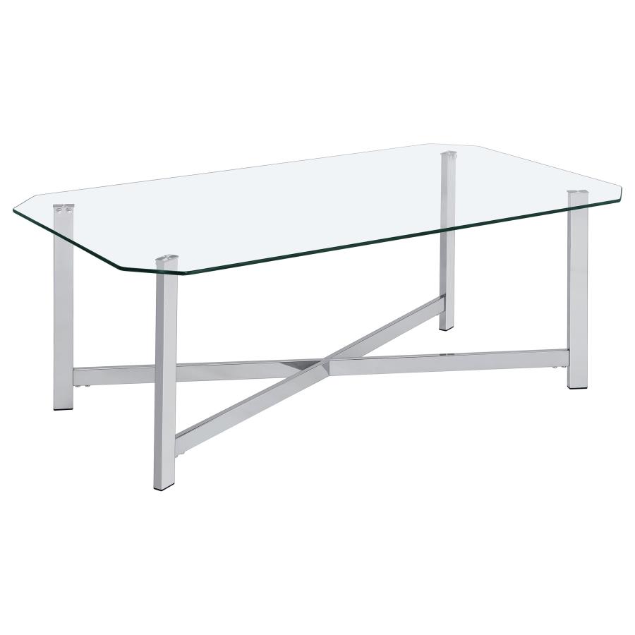 Cronin 2-piece Tempered Glass Top Coffee Table Set Chrome view 6