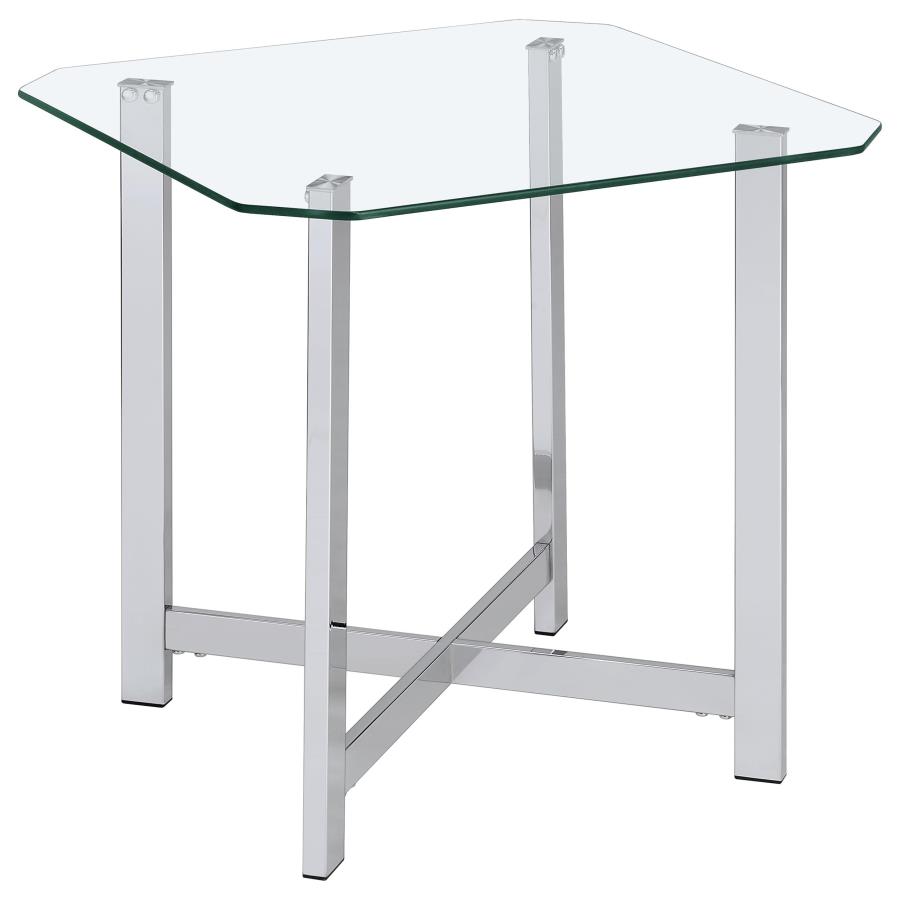 Cronin 3-piece Tempered Glass Top Coffee Table Set Chrome view 3