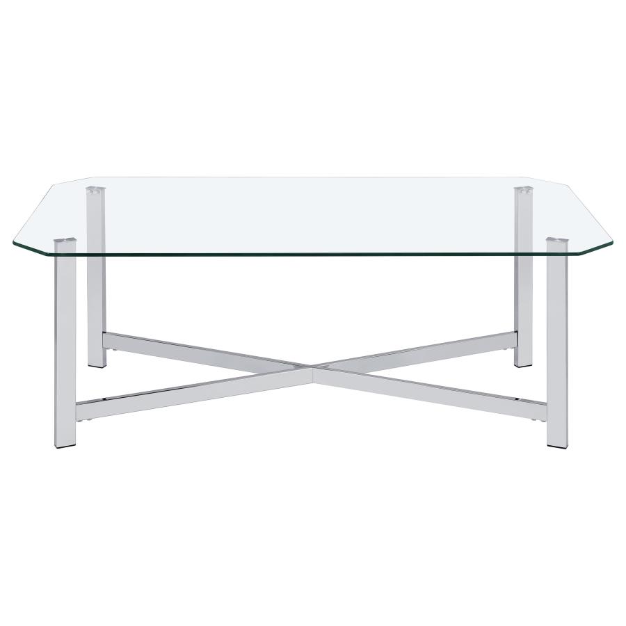 Cronin 3-piece Tempered Glass Top Coffee Table Set Chrome view 7