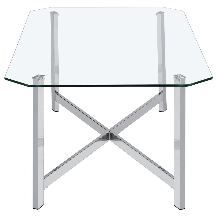 Cronin Rectangular Tempered Glass Top Cocktail Coffee Table Chrome view 4