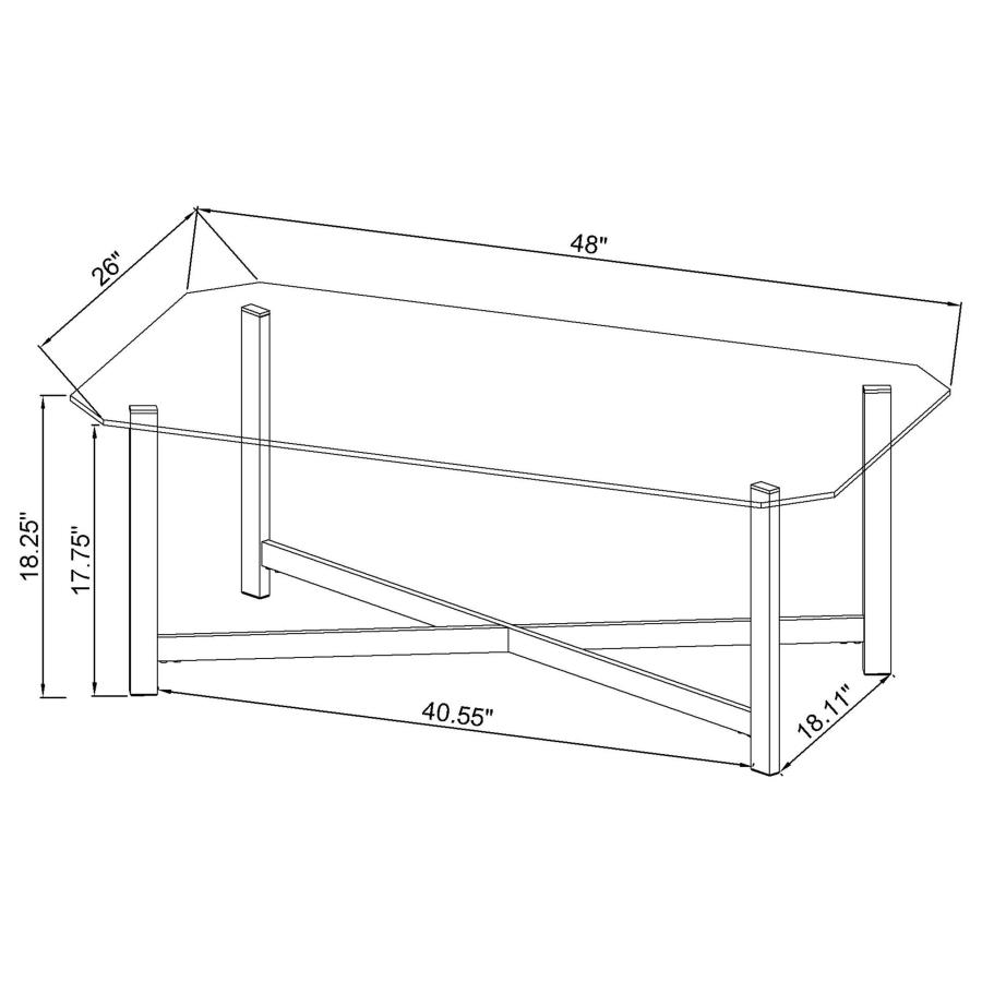 Cronin Rectangular Tempered Glass Top Cocktail Coffee Table Chrome view 6