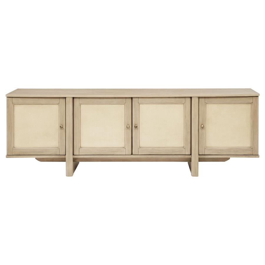 Kailani 79-inch 4-door Cane TV Stand Media Console Beige Oak view 3