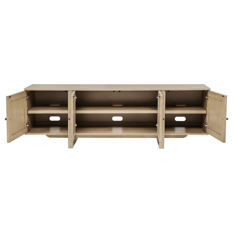Kailani 79-inch 4-door Cane TV Stand Media Console Beige Oak view 4