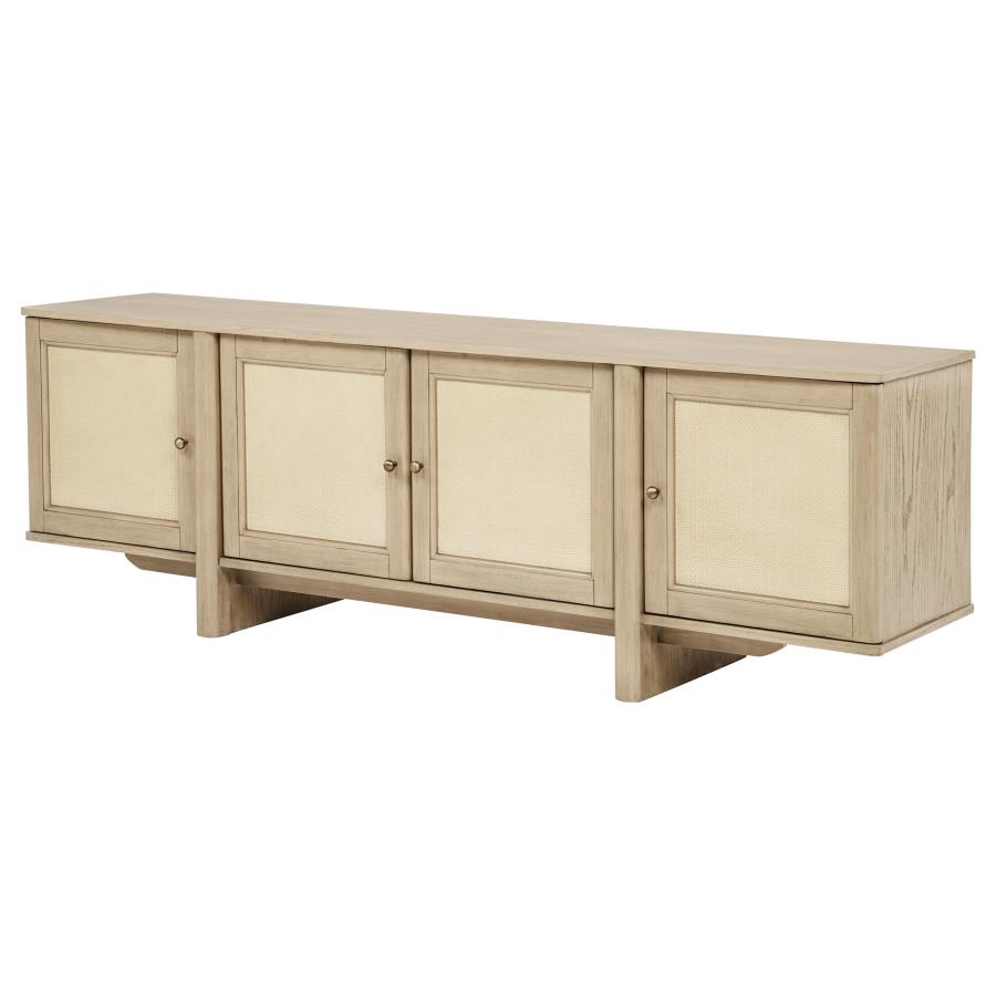 Kailani 79-inch 4-door Cane TV Stand Media Console Beige Oak view 5