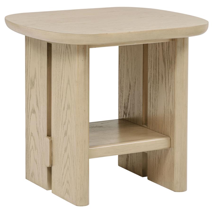 Kailani 2-piece Coastal Coffee and End Table Set Beige Oak view 3