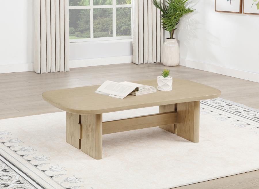 Kailani Coastal Rectangular Cocktail Coffee Table Beige Oak view 2