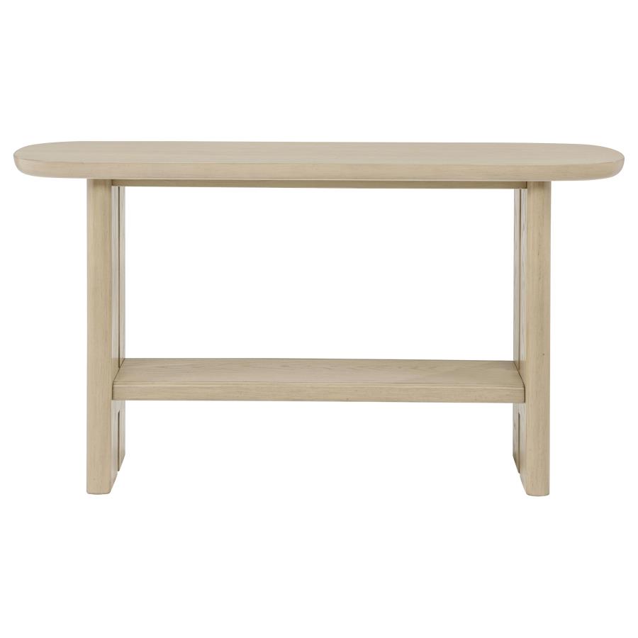 Kailani Coastal Sofa Console Table with Shelf Beige Oak view 3