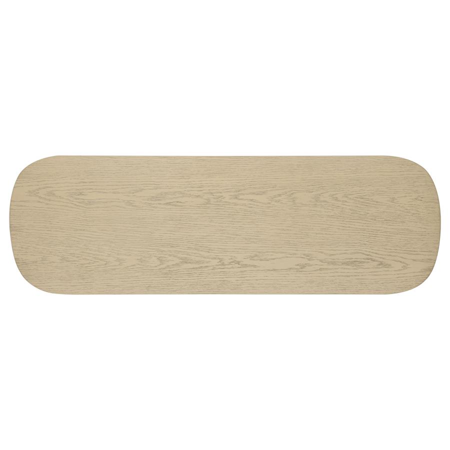 Kailani Coastal Sofa Console Table with Shelf Beige Oak view 6