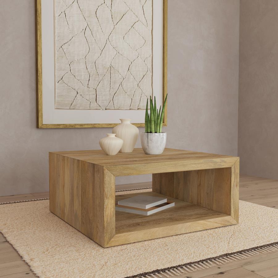 Benton Square Solid Mango Wood Coffee Table Natural view 2