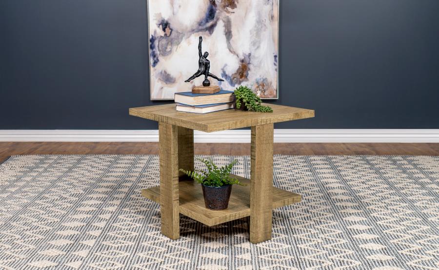 Dawn Square Engineered Wood End Table Mango Brown view 2
