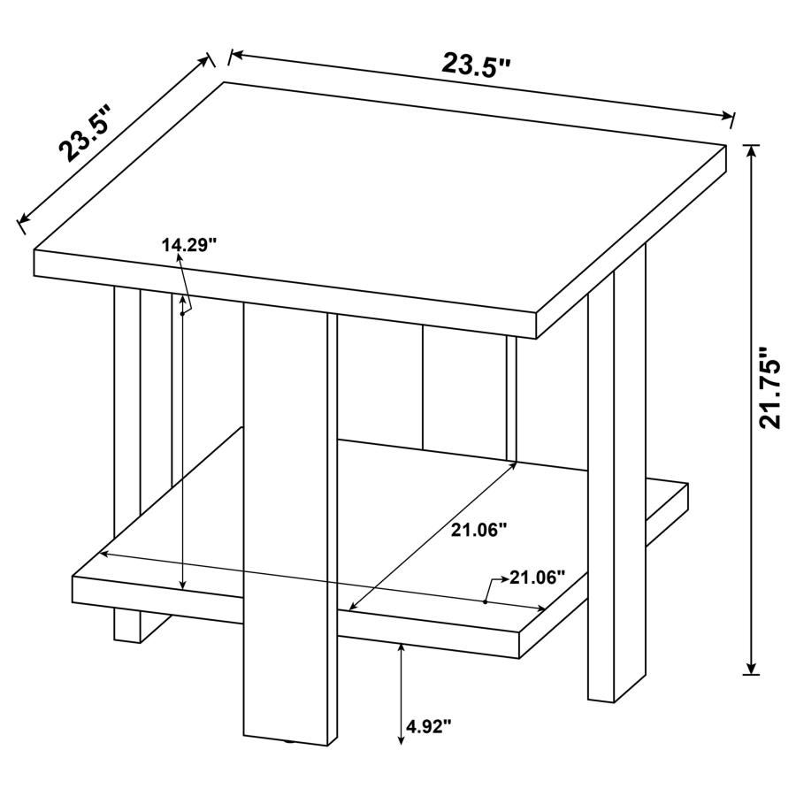 Dawn Square Engineered Wood End Table Mango Brown view 6