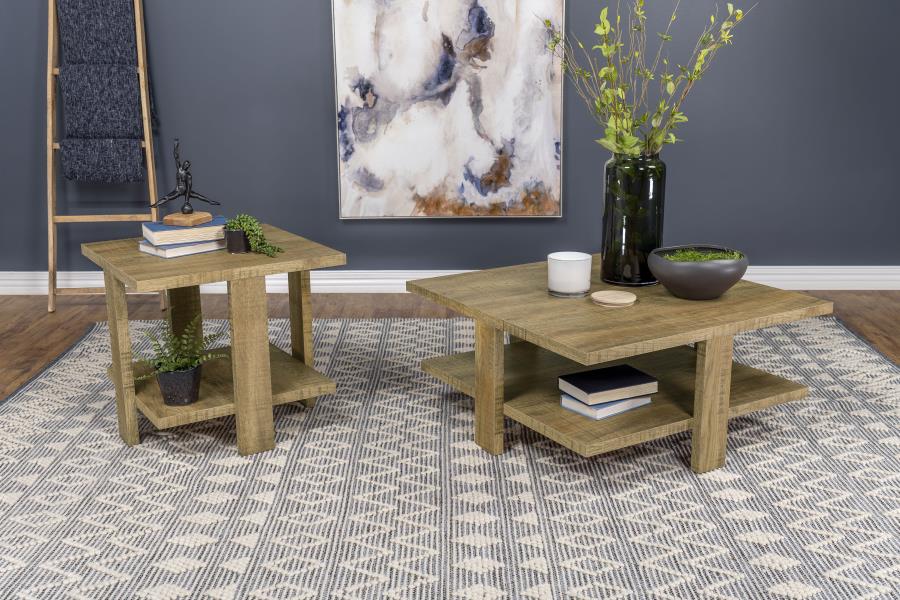 Dawn 2-piece Round Coffee and End Table Set Mango Brown