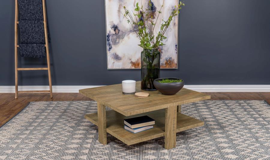 Dawn Square Engineered Wood Coffee Table Mango Brown view 2