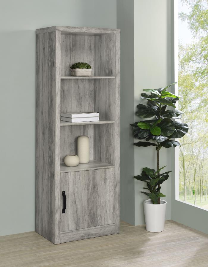 Burke 3-shelf Engineered Wood Media Tower Grey Driftwood view 2