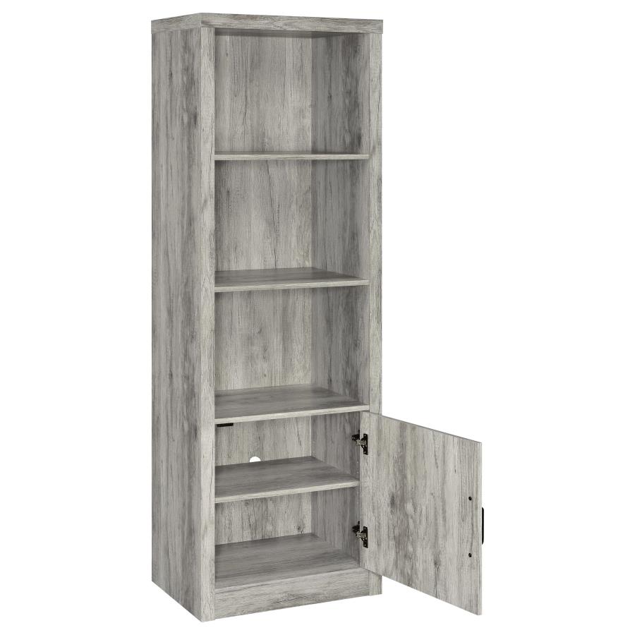 Burke 3-shelf Engineered Wood Media Tower Grey Driftwood view 3