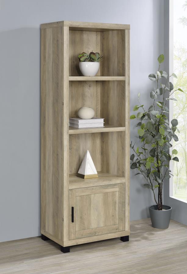 Sachin 3-shelf Engineered Wood Media Tower Distressed Pine view 2