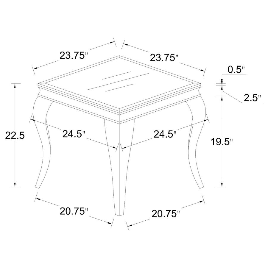 Carone Square Glass Top End Side Table White and Chrome view 3