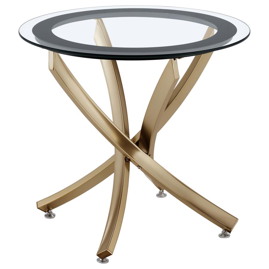 Brooke 2-piece Round Coffee and End Table Set Rose Brass view 3