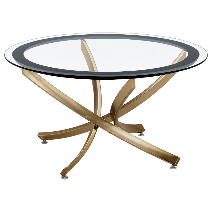 Brooke 3-piece Round Coffee and End Table Set Rose Brass view 4