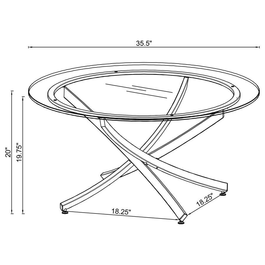 Brooke Round Glass Top Coffee Table Metal Base Brass view 5