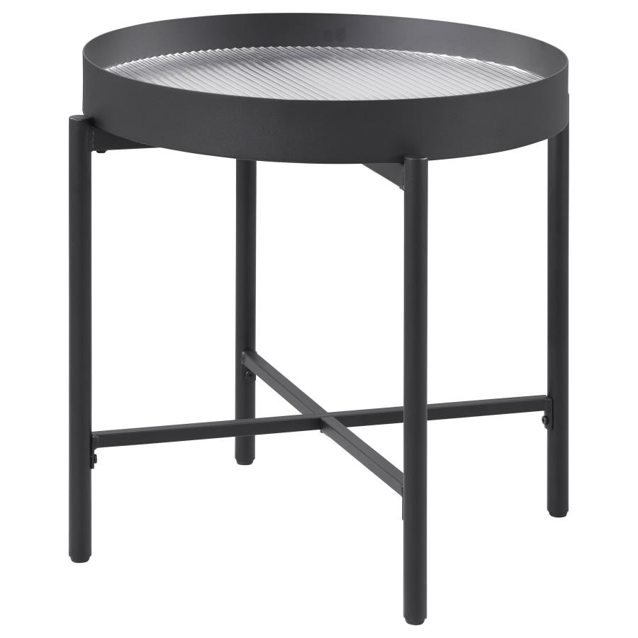 Ozella Round End Side Table with Recessed Top Sandy Black view 4