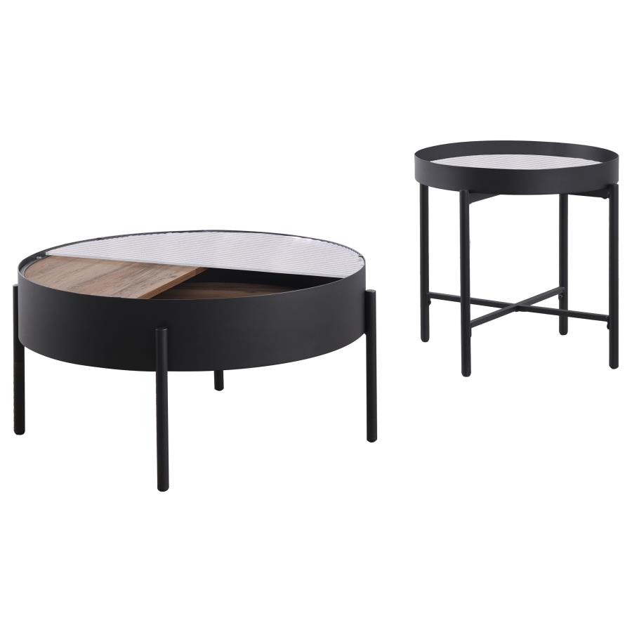 Ozella 2-piece Round Coffee and End Table Set Sandy Black view 5