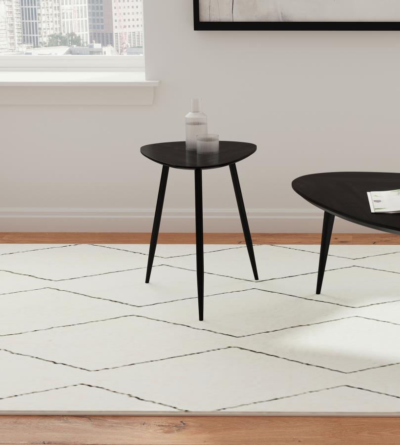 Odessa Triangular Solid Wood End Table Black view 2