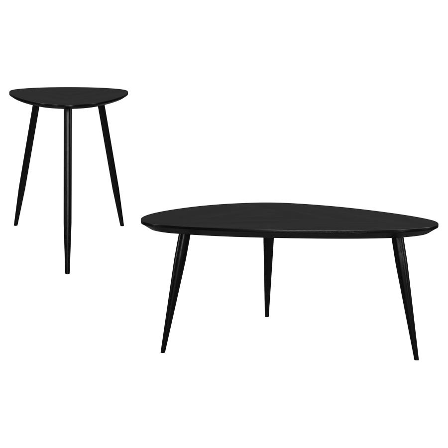 Odessa 2-piece Triangular Coffee and End Table Set Black view 2