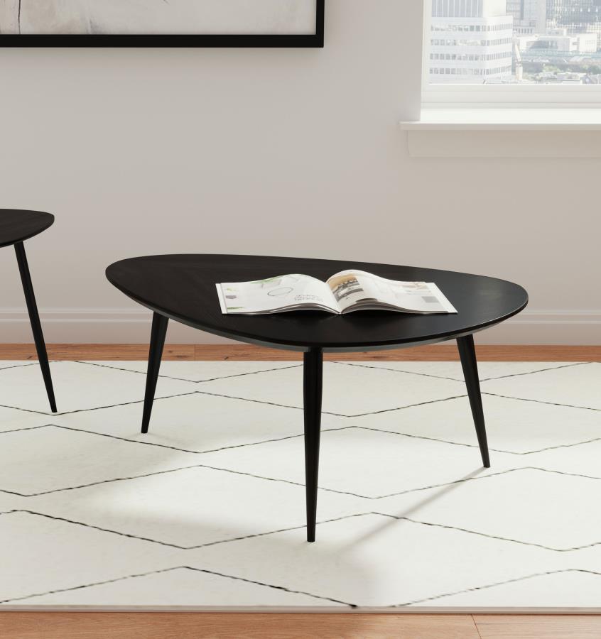 Odessa Triangular Solid Wood Coffee Table Black view 2