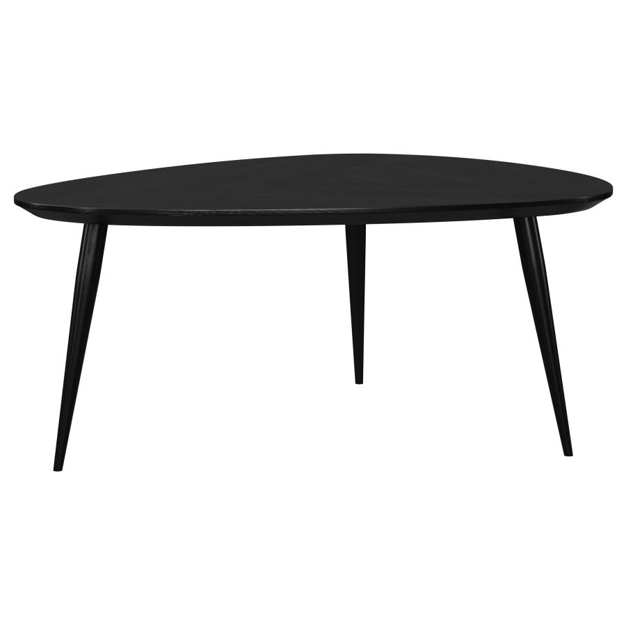 Odessa Triangular Solid Wood Coffee Table Black view 4