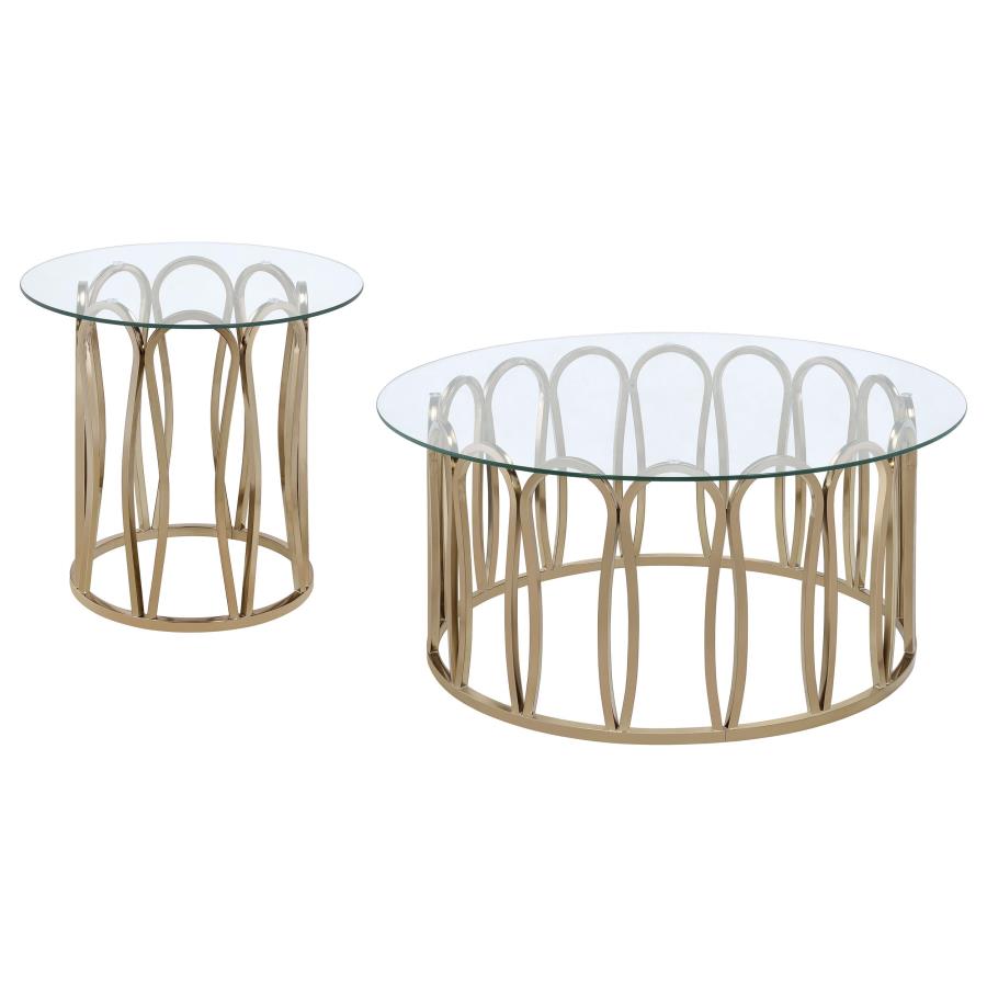 Monett 2-piece Coffee and End Table Set Chocolate Chrome view 2