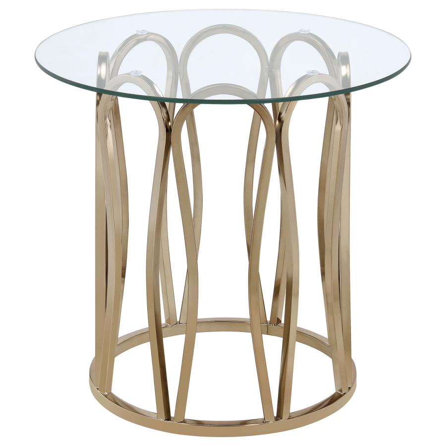 Monett 3-piece Coffee and End Table Set Chocolate Chrome view 3