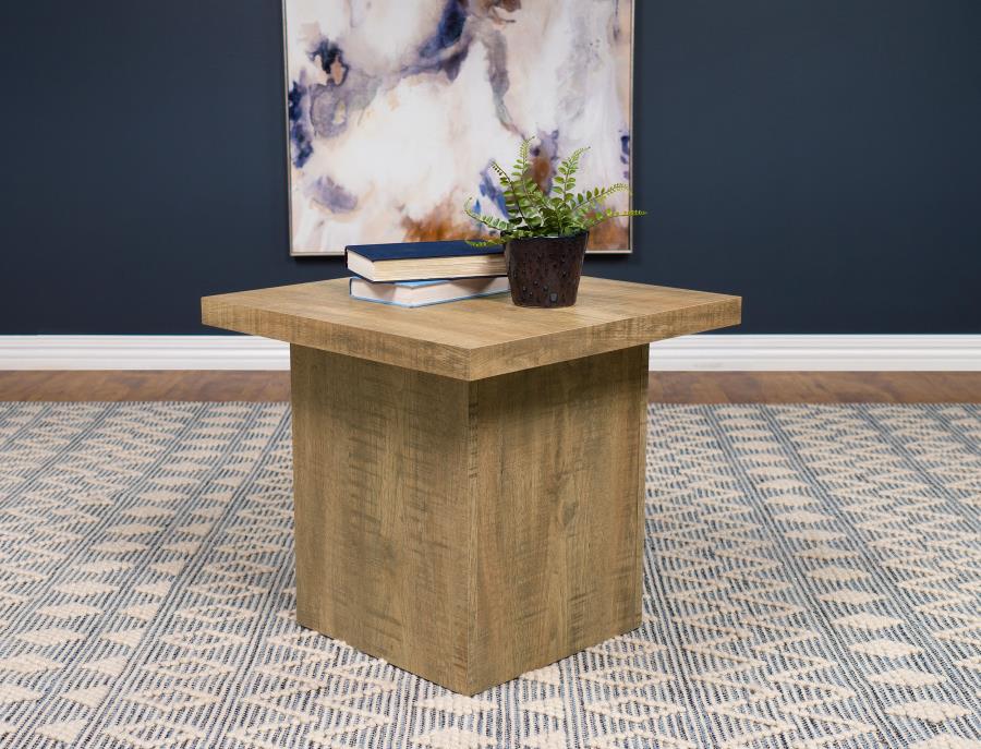 Devar Square Engineered Wood End Table Mango Brown view 2