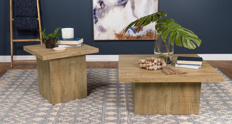 Devar Square Engineered Wood End Table Mango Brown view 7