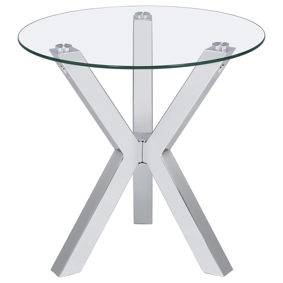Kenzie 2-piece Round Coffee and End Table Set Chrome view 4