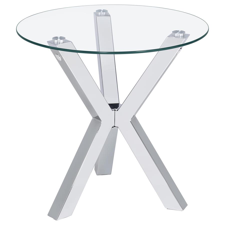 Kenzie 3-piece Round Coffee and End Table Set Chrome view 3