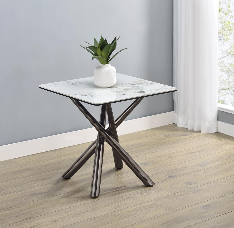 Carvell Square Sintered Stone End Side Table Mirage White view 2