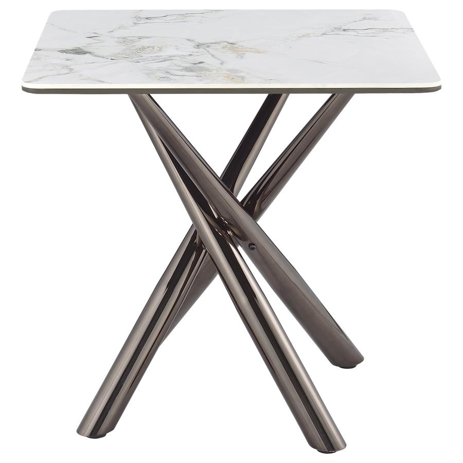 Carvell Square Sintered Stone End Side Table Mirage White view 4
