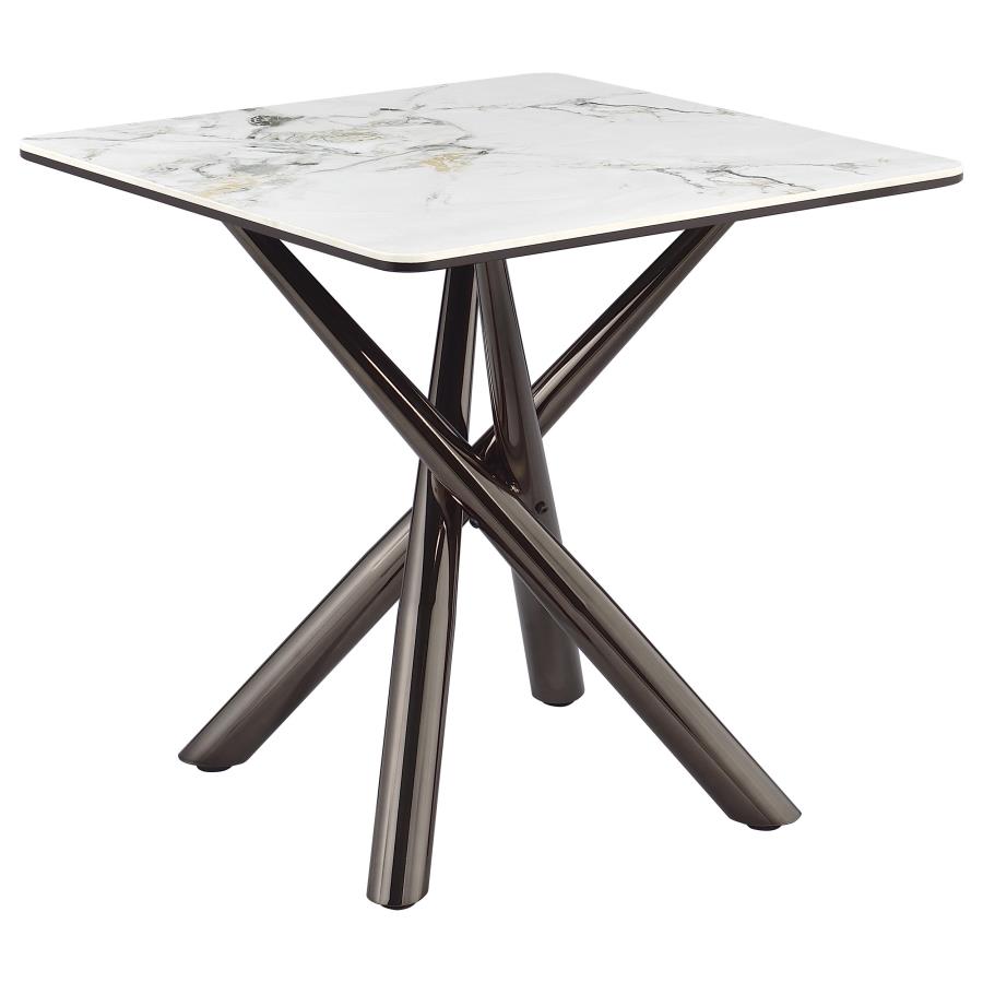 Carvell Square Sintered Stone End Side Table Mirage White view 5
